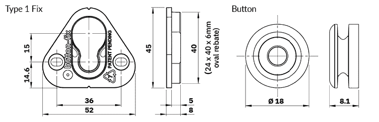Type 1 Non-Bonded Button-fix Dimension