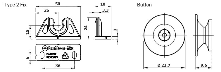 Type 2 Button-Fix Dimension