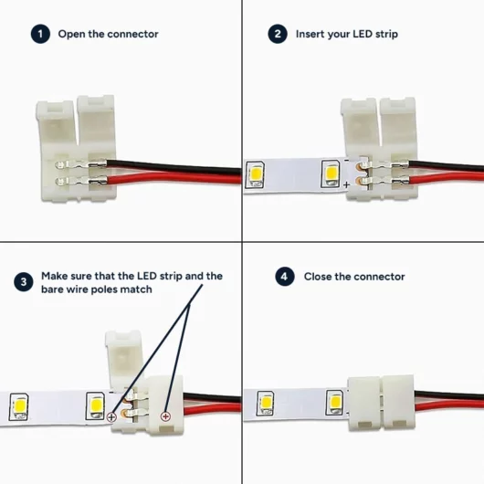 2 Pin LED Strip Connector to Wire 2 Pin LED Strip Connector to Wire