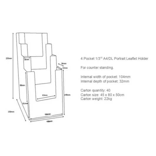 4 Tier DL Portrait Brochure Holder 4 Tier DL Portrait Brochure Holder
