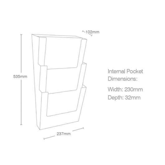 3 Tier A4 Portrait Wall Brochure Holder 3 Tier A4 Portrait Wall Brochure Holder