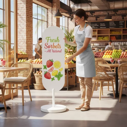 Mira Oval Standing Curve Sign