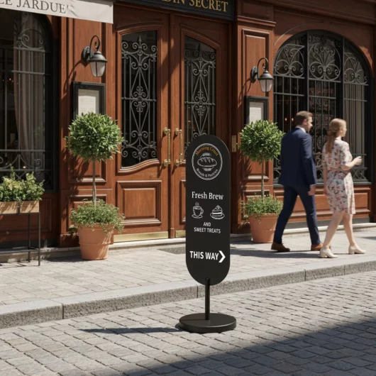 Mira Oval Standing Curve Sign